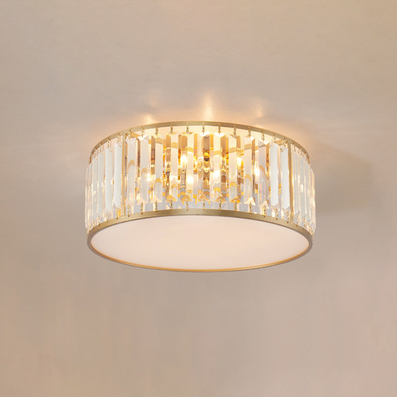 Modern Home Decor Drum Shape Flush Crystal Ceiling Lights for Sitting Room