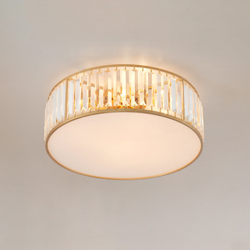 Modern Home Decor Drum Shape Flush Crystal Ceiling Lights for Sitting Room