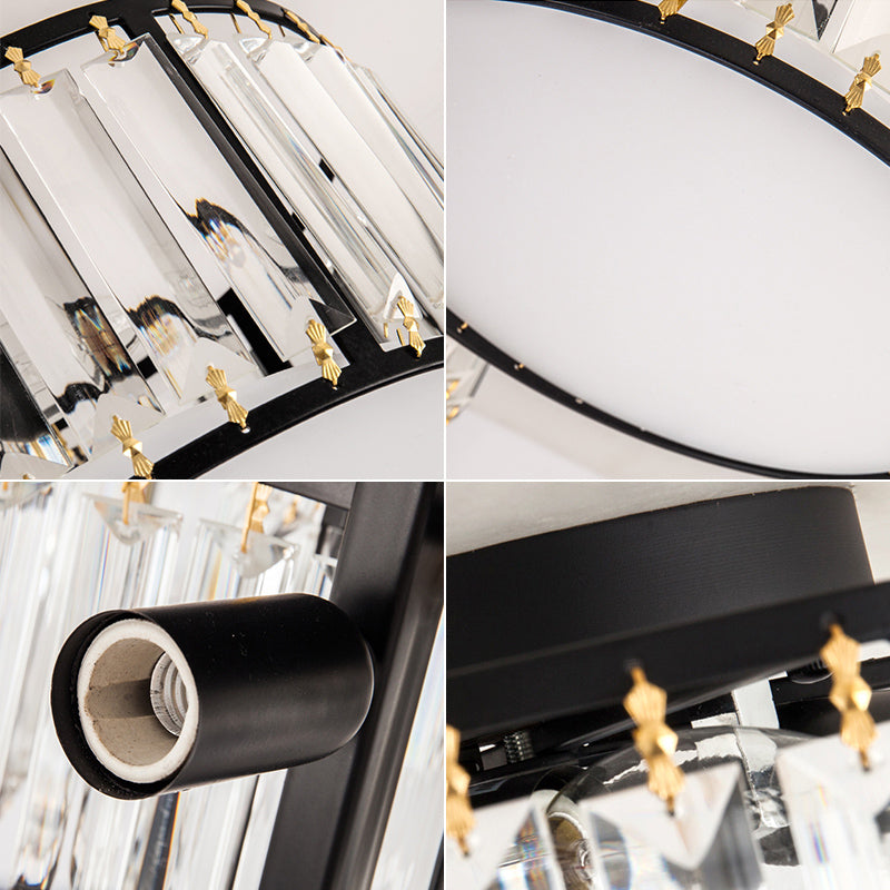 Modern Home Decor Drum Shape Flush Crystal Ceiling Lights for Sitting Room