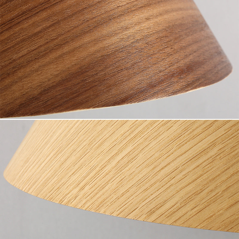 Cone Pendant Light Modern 1-Light Suspension Lamp with Wood Shade for Restaurant