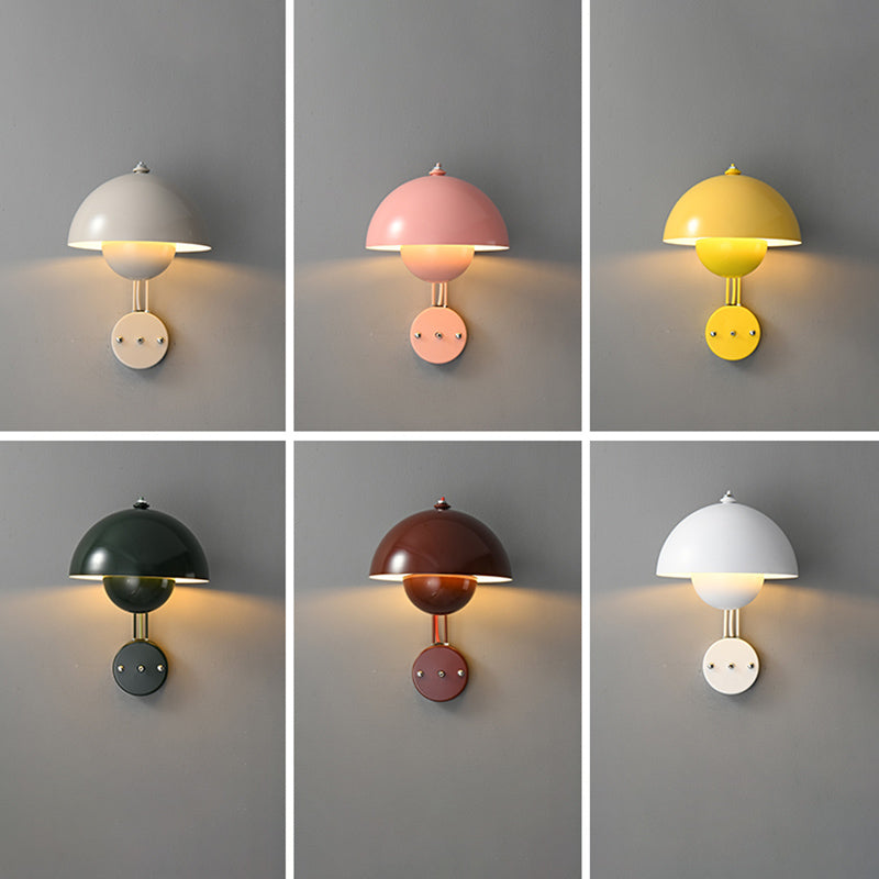 Dome Metal Wall Sconce Simple Macaron Style 1 Light Indoor Wall Mount Light Fixture
