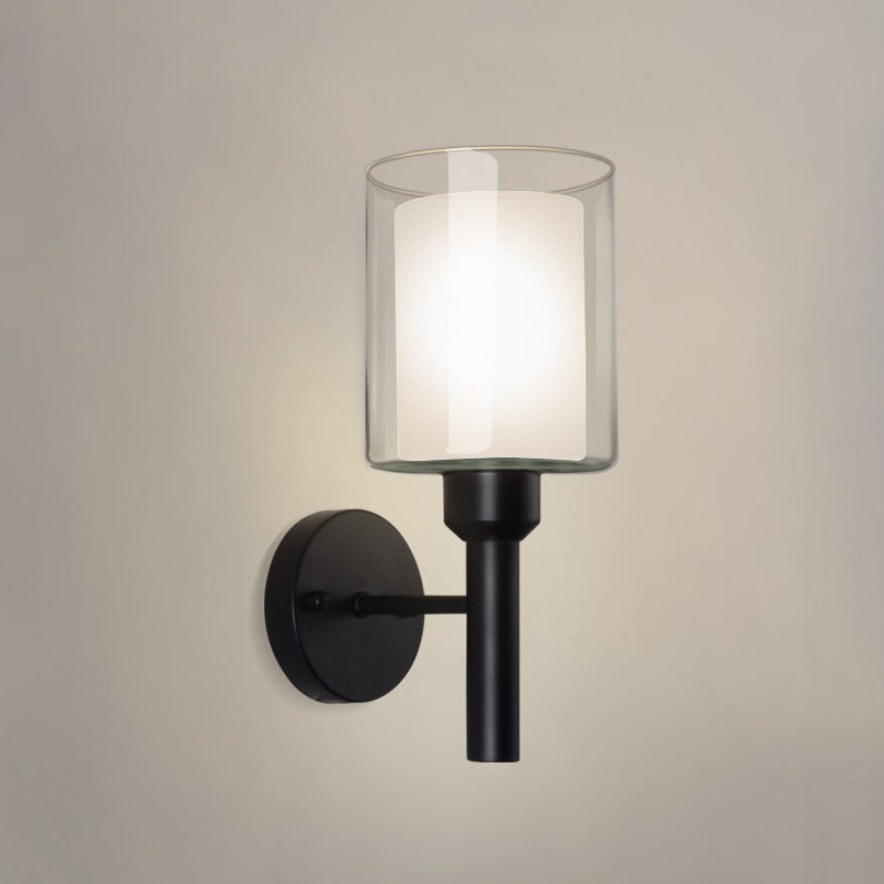 Luces de sombra de vidrio transparentes/lechoso luces modernas de pared interior de la pared colgante en negro