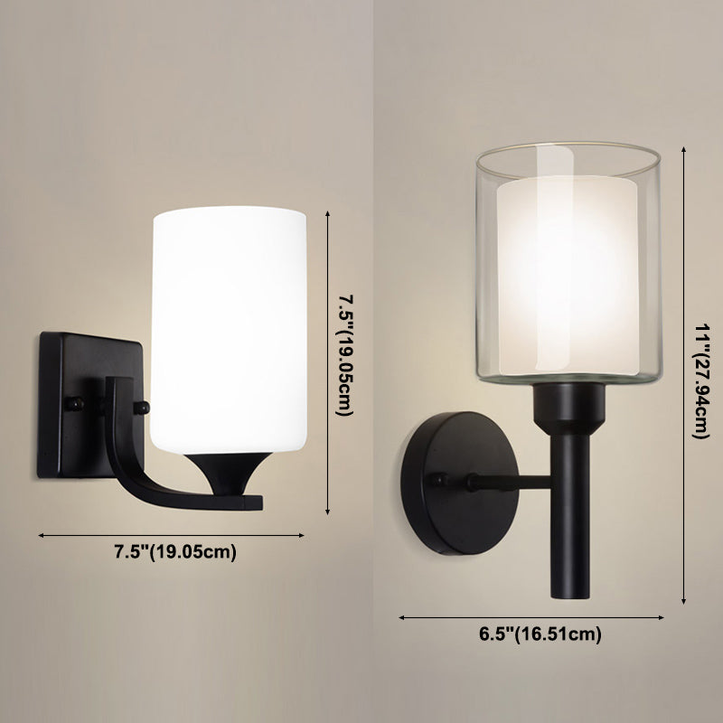 Luces de sombra de vidrio transparentes/lechoso luces modernas de pared interior de la pared colgante en negro
