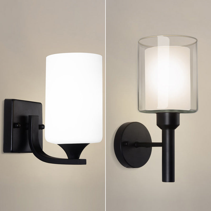 Luces de sombra de vidrio transparentes/lechoso luces modernas de pared interior de la pared colgante en negro