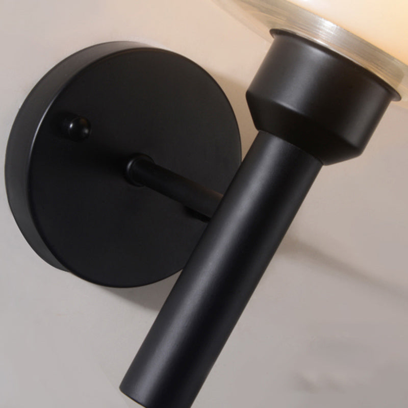Luci di applique in vetro limpido/latteo di vetro funce moderno a muro interno appeso in nero in nero