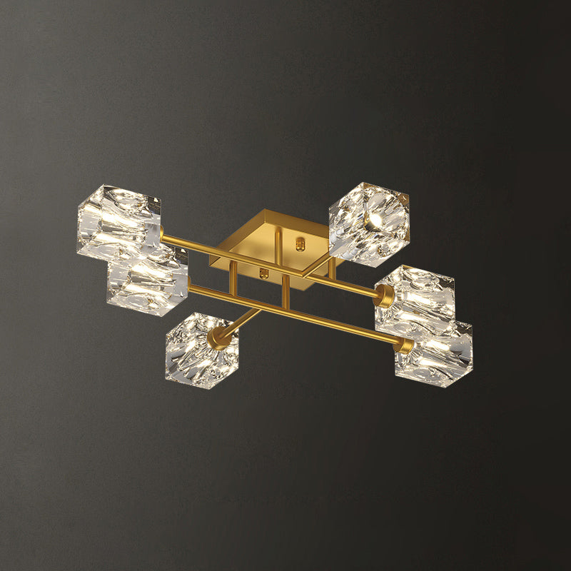 Sputnik Living Room Semi Flush Light Fixture Crystal Modern Semi-Flush Ceiling Light