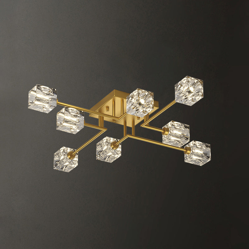 Sputnik Living Room Semi Flush Light Fixture Crystal Modern Semi-Flush Ceiling Light