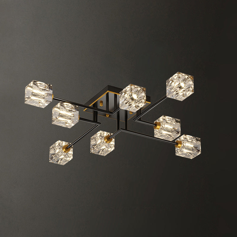 Sputnik Living Room Semi Flush Light Fixture Crystal Modern Semi-Flush Ceiling Light
