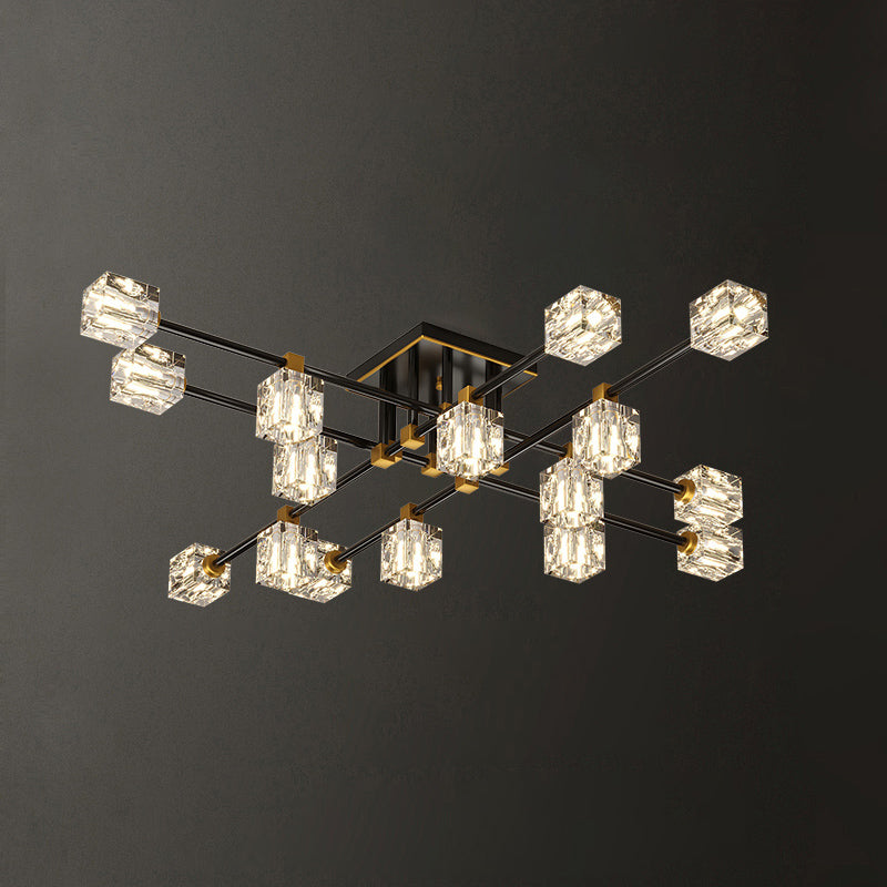 Sputnik Living Room Semi Flush Light Fixture Crystal Modern Semi-Flush Ceiling Light