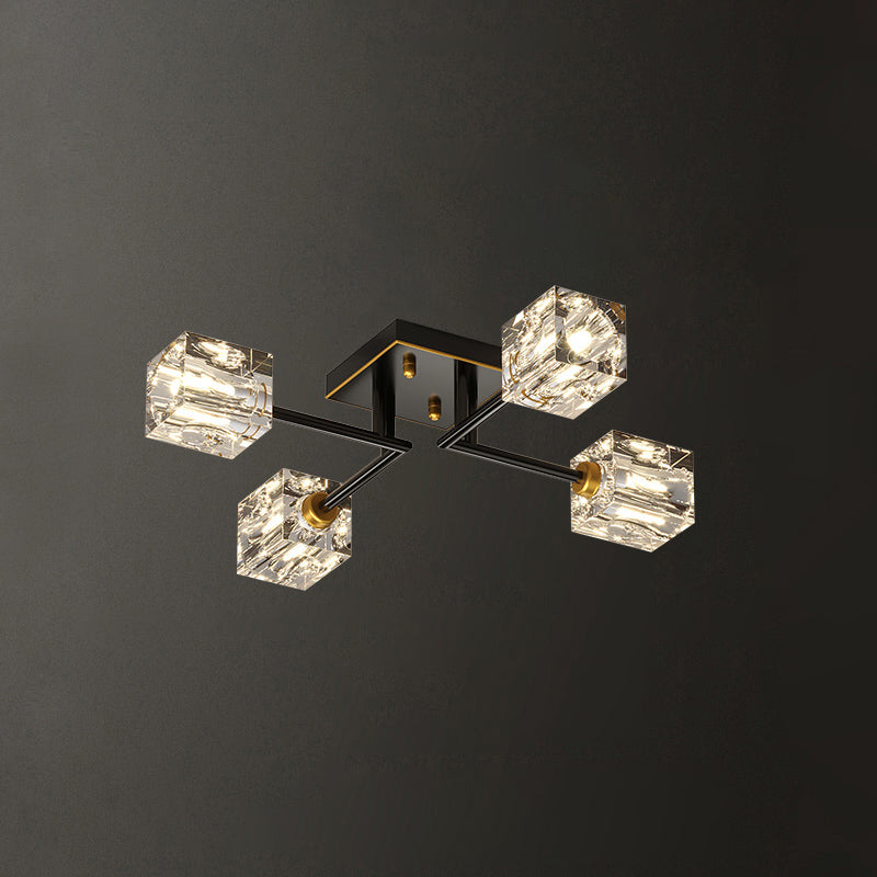 Sputnik Living Room Semi Flush Light Fixture Crystal Modern Semi-Flush Ceiling Light