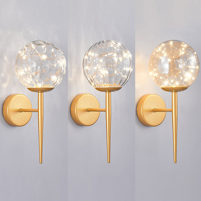 Gypsophila Sconce Lights con tonalità in vetro trasparente muro moderno appeso alla luce in ottone/nero