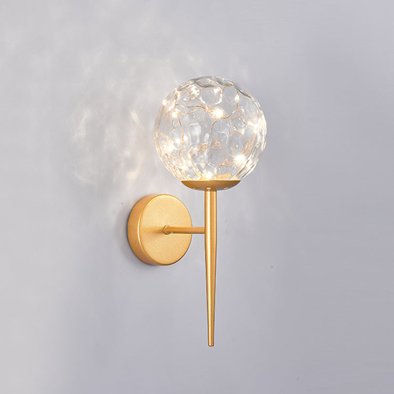 Gypsophila Sconce Lights con tonalità in vetro trasparente muro moderno appeso alla luce in ottone/nero