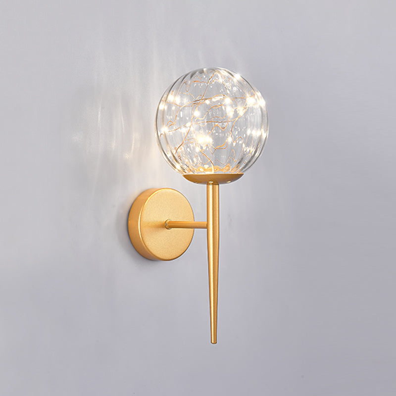 Gypsophila Sconce Lights con tonalità in vetro trasparente muro moderno appeso alla luce in ottone/nero