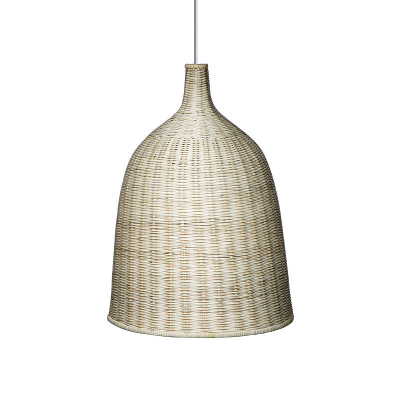 Chinese Bell Pendant Lighting Fixtures Rattan Hanging Light with Hanging Cord for Restaurant