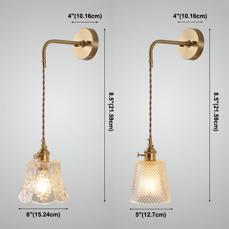 Luci di applique a testa singola con sfumatura in vetro limpido Stile semplicità muro appeso