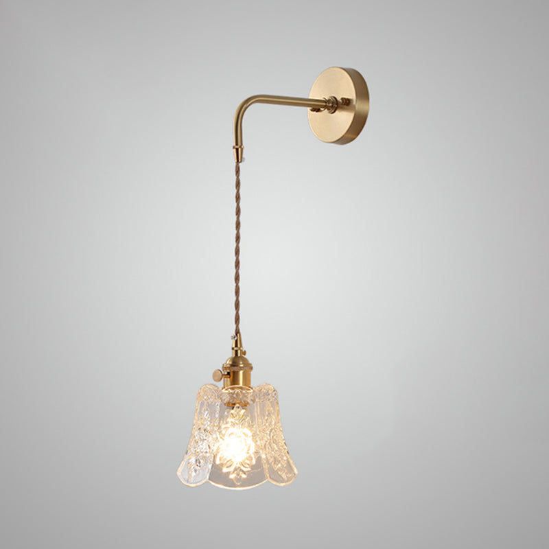 Luci di applique a testa singola con sfumatura in vetro limpido Stile semplicità muro appeso