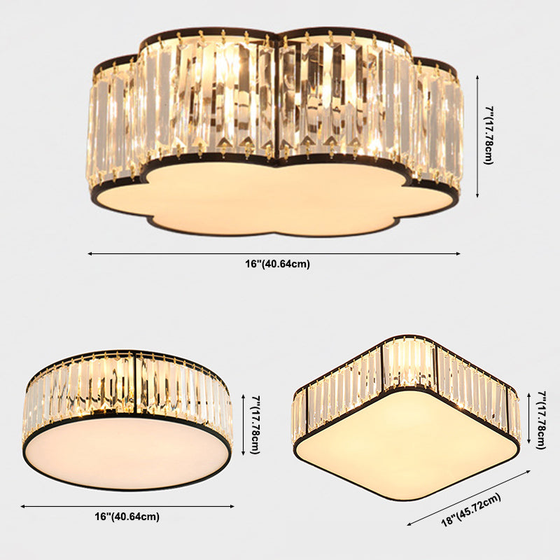 Modern Home Decor 5 Head E27 Flush Crystal Ceiling Lights for Sitting Room