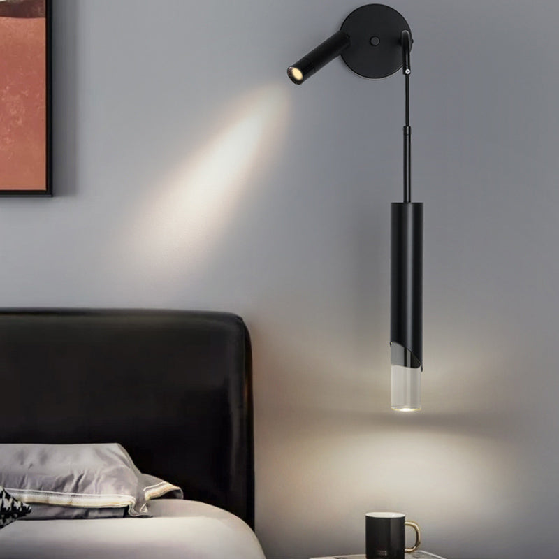 Luz de apliques de pared de dos luces contemporáneas con sombra acrílica transparente para el dormitorio