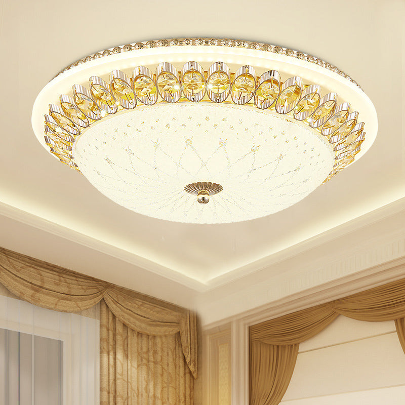 1 Légère lumière Flush Light Contemporary Clear Crystal Bedroom Flush Ceiling Lamp