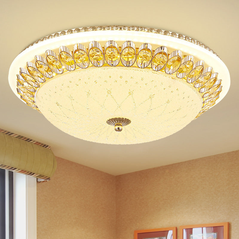 1 Légère lumière Flush Light Contemporary Clear Crystal Bedroom Flush Ceiling Lamp