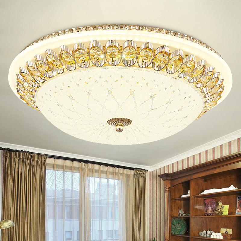 1 Légère lumière Flush Light Contemporary Clear Crystal Bedroom Flush Ceiling Lamp