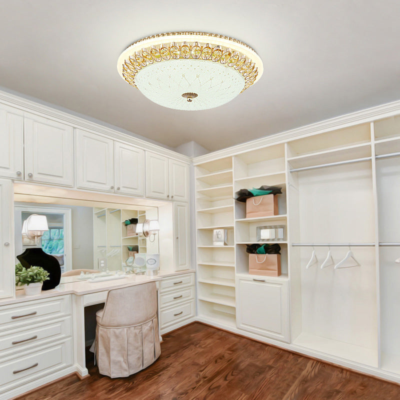 1 Légère lumière Flush Light Contemporary Clear Crystal Bedroom Flush Ceiling Lamp