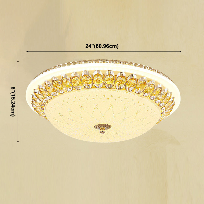 1 Légère lumière Flush Light Contemporary Clear Crystal Bedroom Flush Ceiling Lamp