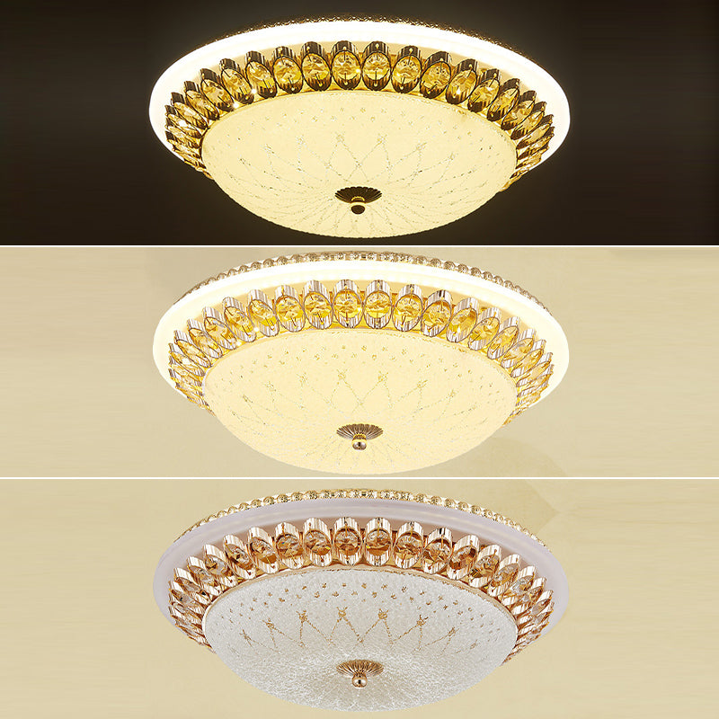 1 Légère lumière Flush Light Contemporary Clear Crystal Bedroom Flush Ceiling Lamp