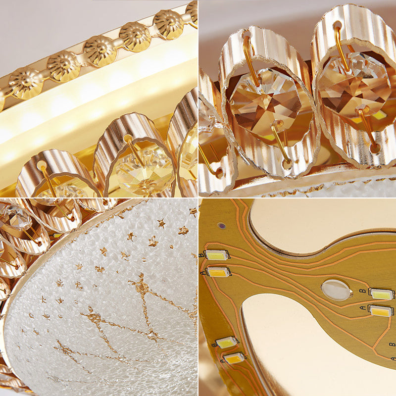 1 Légère lumière Flush Light Contemporary Clear Crystal Bedroom Flush Ceiling Lamp