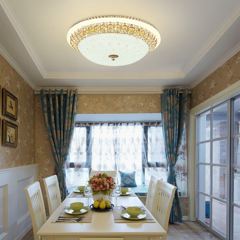 1 Légère lumière Flush Light Contemporary Clear Crystal Bedroom Flush Ceiling Lamp