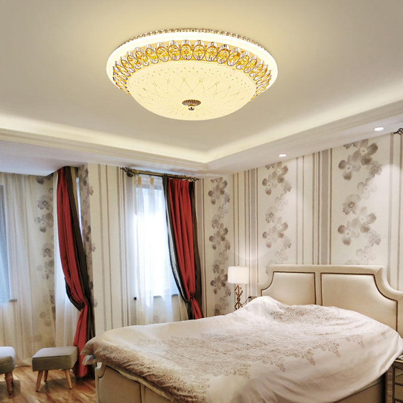 1 Légère lumière Flush Light Contemporary Clear Crystal Bedroom Flush Ceiling Lamp
