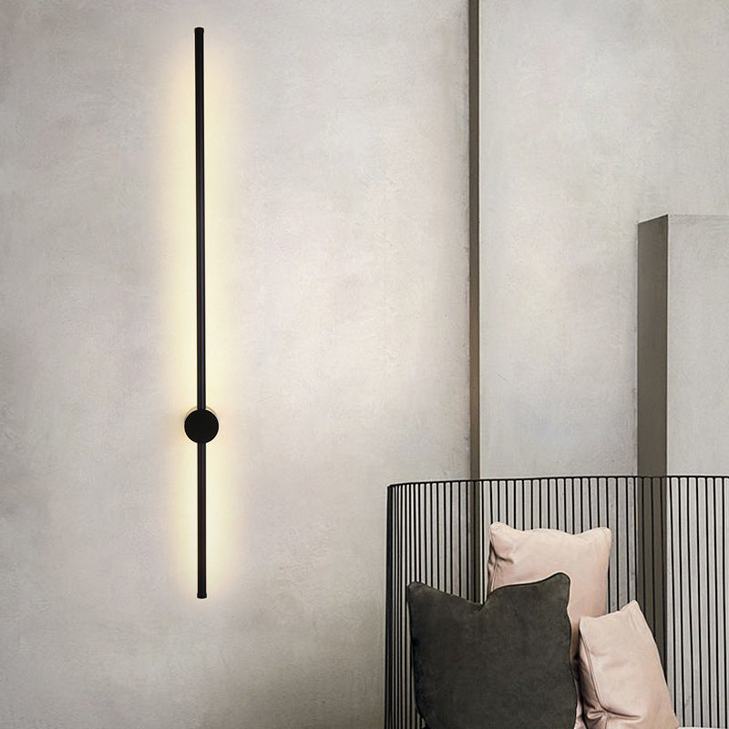 Simple Style Linear Wall Sconce Aluminum Sconce Wall Light in Black Finish