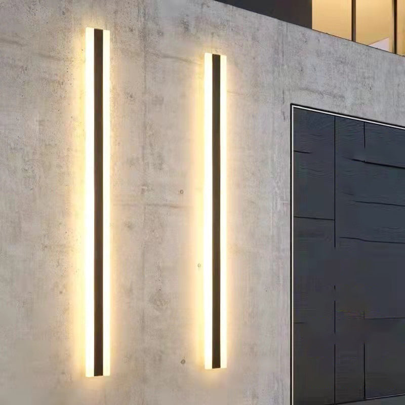 Moderner einfacher Stil Linearer Schatten Wandleuchten Metal 1 Leichte Leuchten im schwarzen Finish