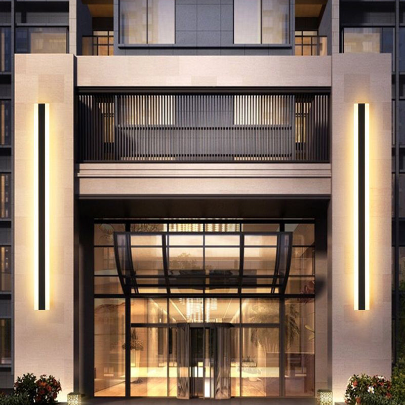 Moderner einfacher Stil Linearer Schatten Wandleuchten Metal 1 Leichte Leuchten im schwarzen Finish