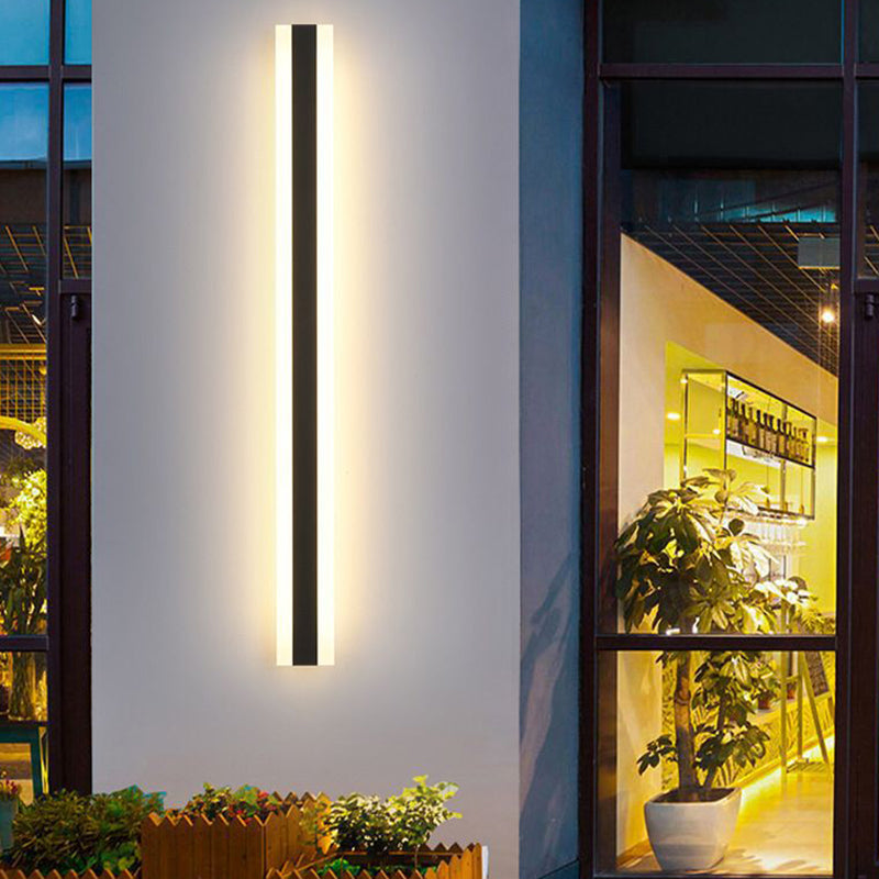 Moderner einfacher Stil Linearer Schatten Wandleuchten Metal 1 Leichte Leuchten im schwarzen Finish