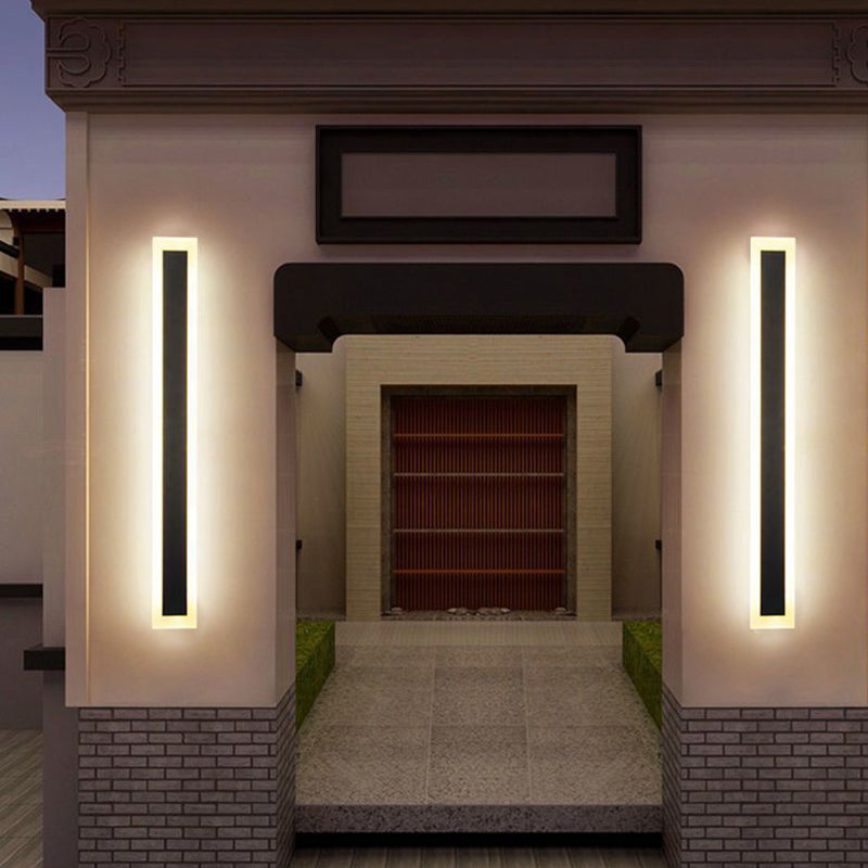 Moderner einfacher Stil Linearer Schatten Wandleuchten Metal 1 Leichte Leuchten im schwarzen Finish