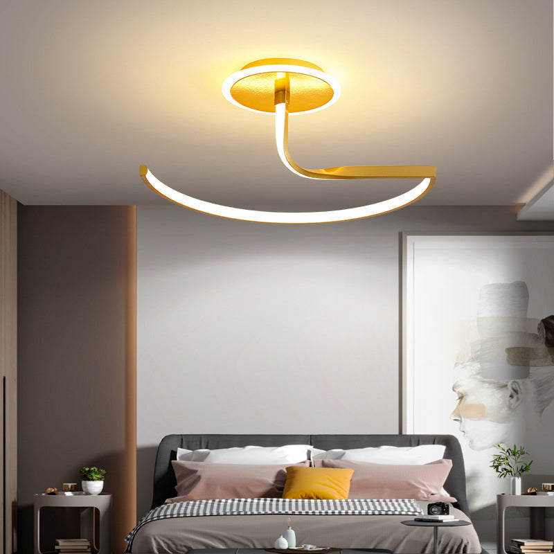 Moderner Stil Wirbel Welle Semi Flush Mount Light Metal 1 Light LED Flush Light