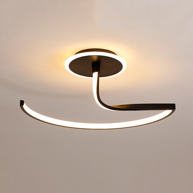Moderner Stil Wirbel Welle Semi Flush Mount Light Metal 1 Light LED Flush Light
