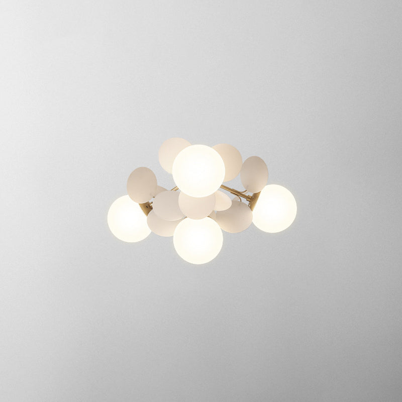 Lámpara de techo Sputnik creativa y moderna de hierro forjado, montaje semiempotrado para interiores con pantalla de cristal