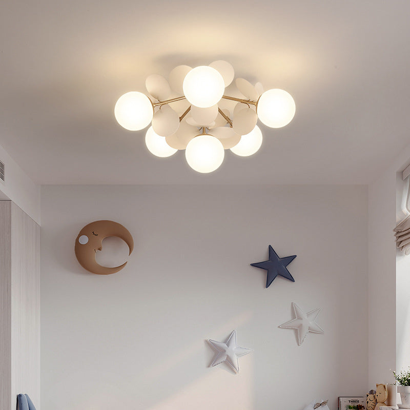 Lámpara de techo Sputnik creativa y moderna de hierro forjado, montaje semiempotrado para interiores con pantalla de cristal