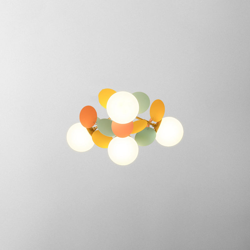 Lámpara de techo Sputnik creativa y moderna de hierro forjado, montaje semiempotrado para interiores con pantalla de cristal