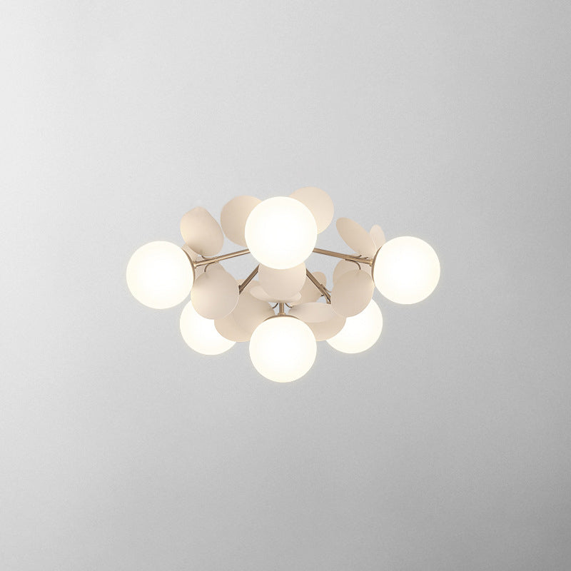 Lámpara de techo Sputnik creativa y moderna de hierro forjado, montaje semiempotrado para interiores con pantalla de cristal