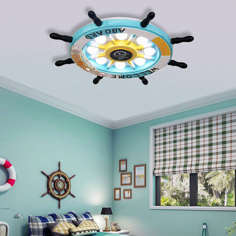Kids Flush Mount Light Rudder Metal LED Ceiling Mount Light Fixture for Children's Room