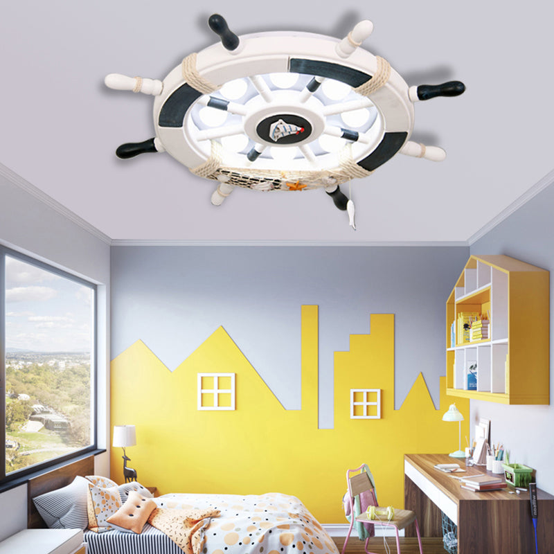 Kids Flush Mount Light Rudder Metal LED Ceiling Mount Light Fixture for Children's Room
