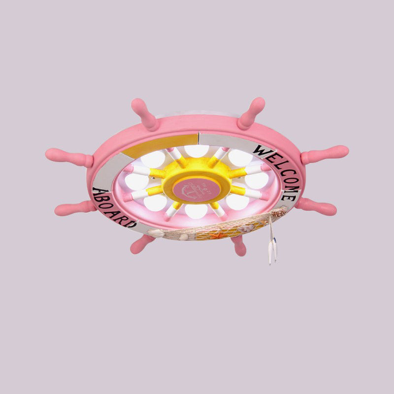 Kids Flush Mount Light Rudder Metal LED Ceiling Mount Light Fixture for Children's Room