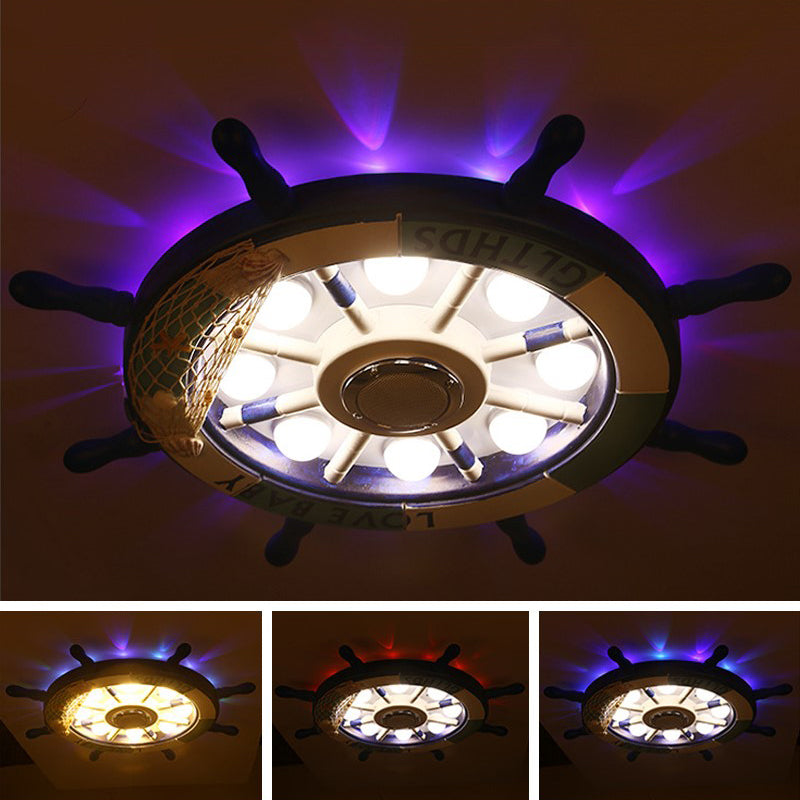 Kids Flush Mount Light Rudder Metal LED Ceiling Mount Light Fixture for Children's Room