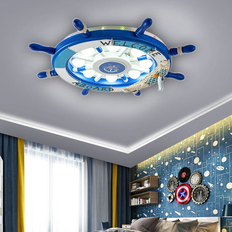 Kids Flush Mount Light Rudder Metal LED Ceiling Mount Light Fixture for Children's Room