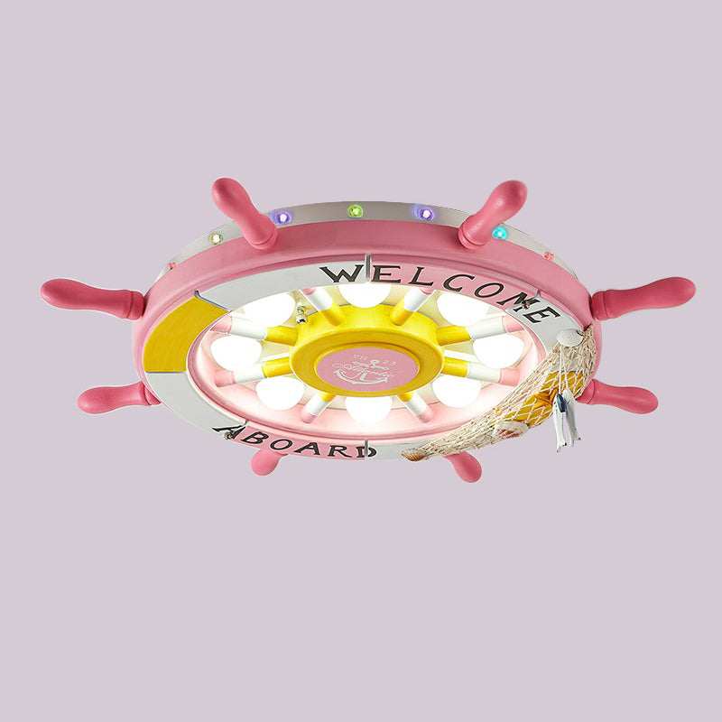 Kids Flush Mount Light Rudder Metal LED Ceiling Mount Light Fixture for Children's Room