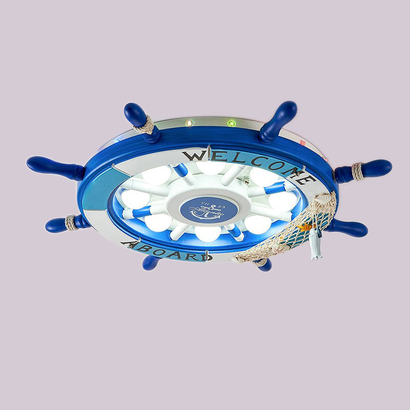 Kids Flush Mount Light Rudder Metal LED Ceiling Mount Light Fixture for Children's Room