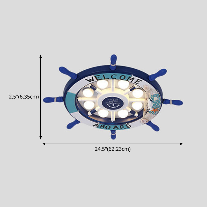 Kids Flush Mount Light Rudder Metal LED Ceiling Mount Light Fixture for Children's Room
